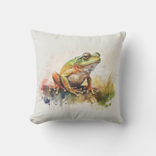 Very Cool Semi-Abstract Frog Painting Cushion