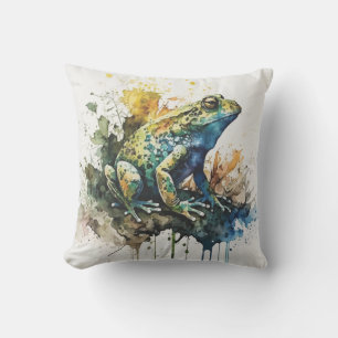 Very Cool Semi-Abstract Frog Painting Cushion
