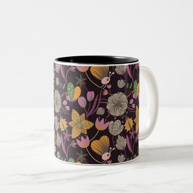 Very Cool Summer Pattern Two-Tone Coffee Mug (Front Right)