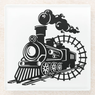 Very Cool Vintage Steam Engine Train Locomotive Glass Coaster