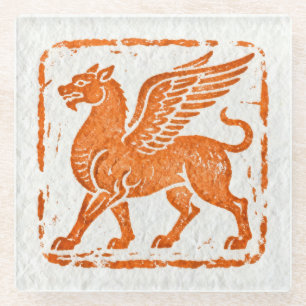 Very Cool Winged Creature Wall Painting Glass Coaster