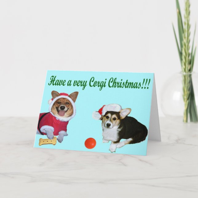 Very Corgi Christmas M & G Turquoise Card (Front)
