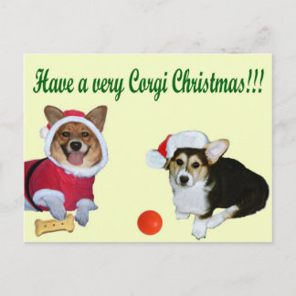 Very Corgi Christmas M & G Yellow Postcard