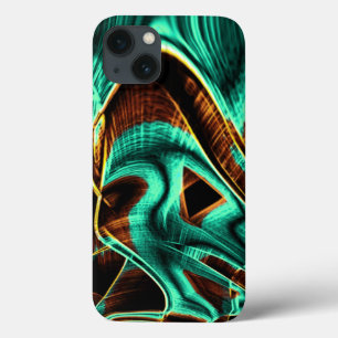Very crooked tapes aquamarine and coffee grooves iPhone 13 case