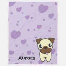 Very Cute Aurora the Pug Purple Heart