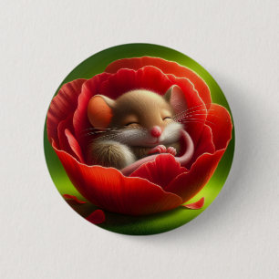 Very Cute Baby Mouse Sleeping 6 Cm Round Badge