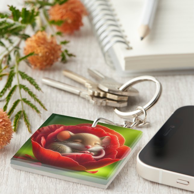 Very Cute Baby Mouse Sleeping Key Ring (Front Right)
