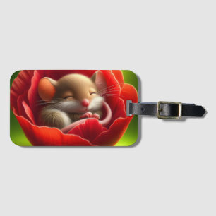 Very Cute Baby Mouse Sleeping Luggage Tag