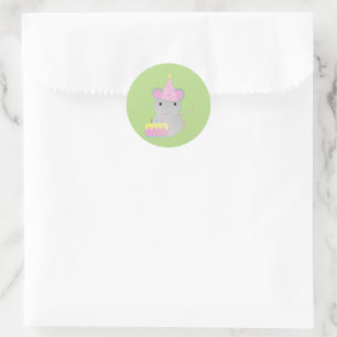 Very Cute Birthday Party Mouse Classic Round Sticker