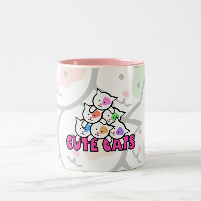 Very cute cat Two-Tone coffee mug (Center)