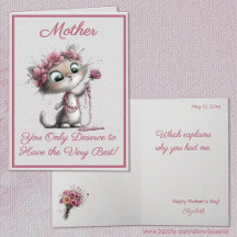 Very Cute Cats Best Mother's Day Greeting Card