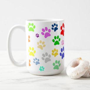 Very Cute Colourful Pet Paw Print Pattern Coffee Mug