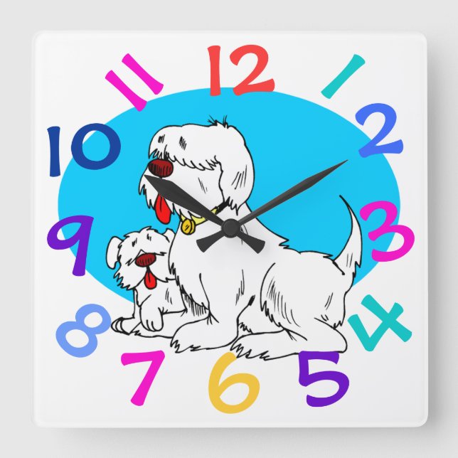 Very Cute Dog Design Children's Room Wall Clock (Front)
