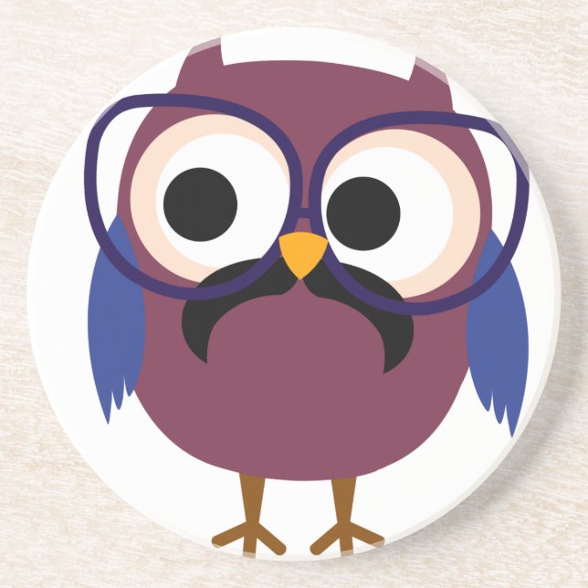 Very Cute Geek Owl Wearing Glasses Coaster (Front)