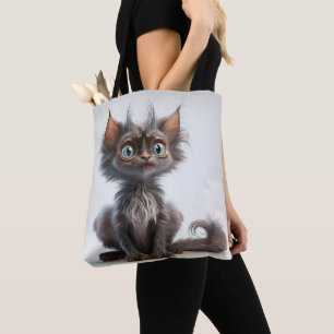 VERY CUTE GRAY LYKOI CAT TOTE BAG