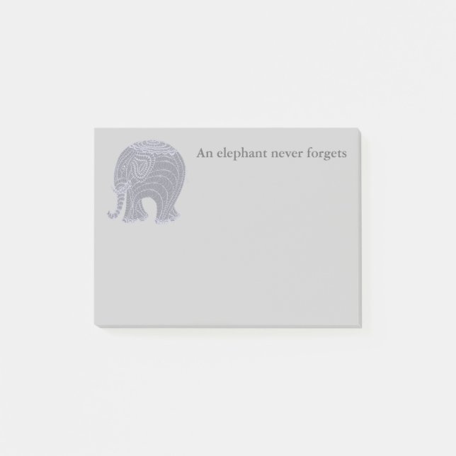 Very cute grey doodle elephant post-it notes (Front)