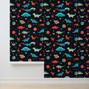 Very Cute Outer Space Dinosaurs Wallpaper