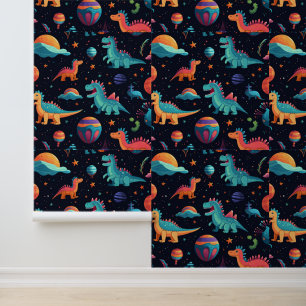 Very Cute Outer Space Dinosaurs Wallpaper