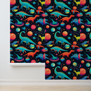 Very Cute Outer Space Dinosaurs Wallpaper
