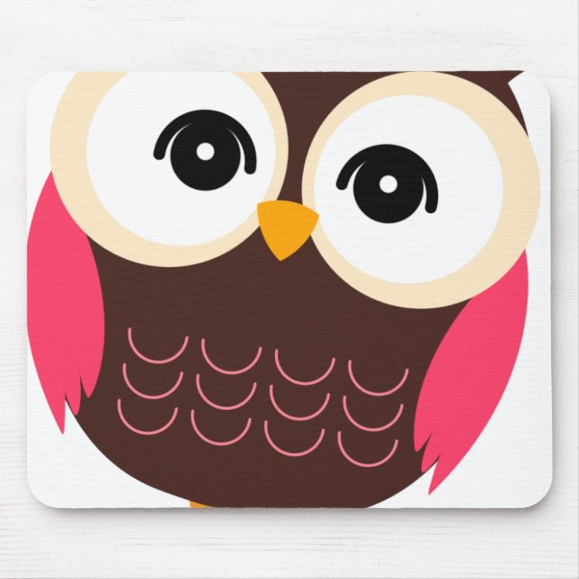 Very Cute Retro Girl Owl Mouse Pad (Front)