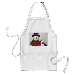 Very Cute Snowman and Friend Apron