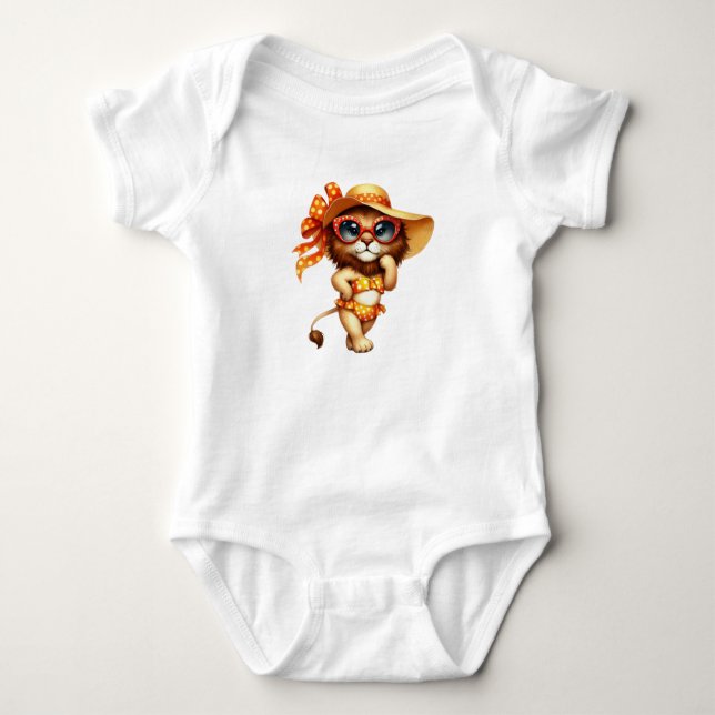 Very Cute Summer Lion Baby Bodysuit (Front)