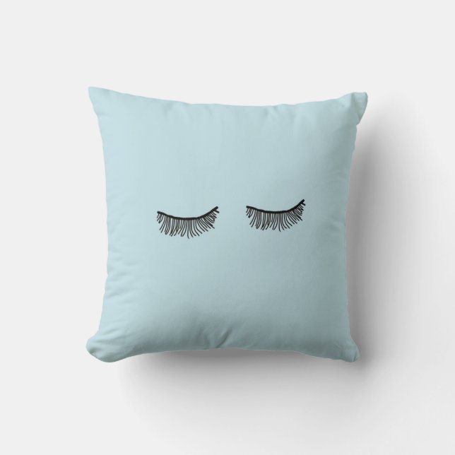 Very Cute Tumblr Blue Eyelash Pillow (Front)