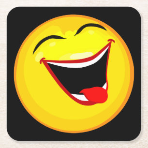 Very Cute & Very Happy Emoticon / Emoji Square Paper Coaster
