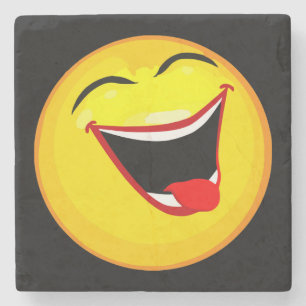 Very Cute & Very Happy Emoticon / Emoji Stone Coaster