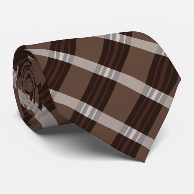 Very Dark Brown Plaid Tie (Rolled)