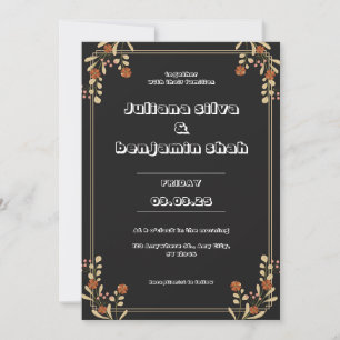 Very Dark Red and Soft Orange Aesthetic Wedding Invitation