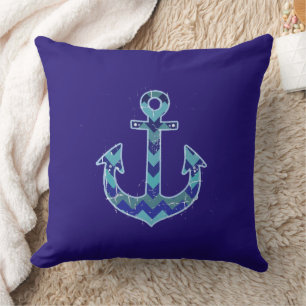 very decorative nautical chevron anchor cushion