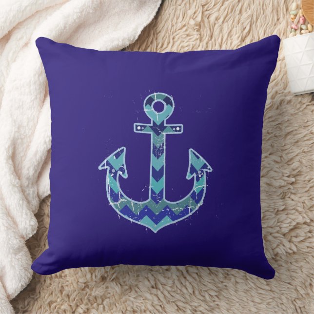 very decorative nautical chevron anchor cushion (Blanket)