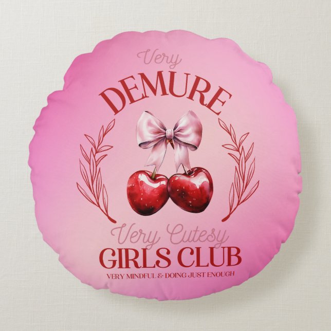 Very Demure Very Cute Cherry Coquette  Round Cushion (Front)