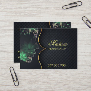Very elegant black and gold beauty salon business card