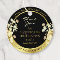 Very Elegant Black Floral and Gold Frame Thank You