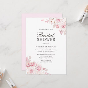 Very Elegant Blush Watercolor Floral Bridal Shower Invitation