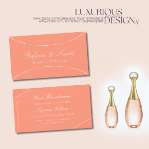 Very Elegant Coral with Pearl Silver Border Modern Business Card