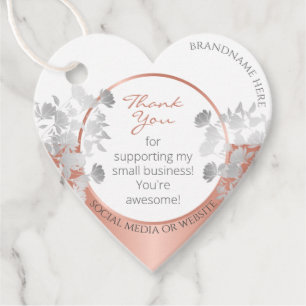 Very Elegant Floral White and Rose Gold Product Favour Tags