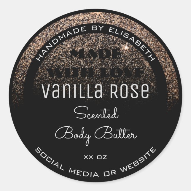 Very Elegant Product Label Black Gold Glitter Rain (Front)
