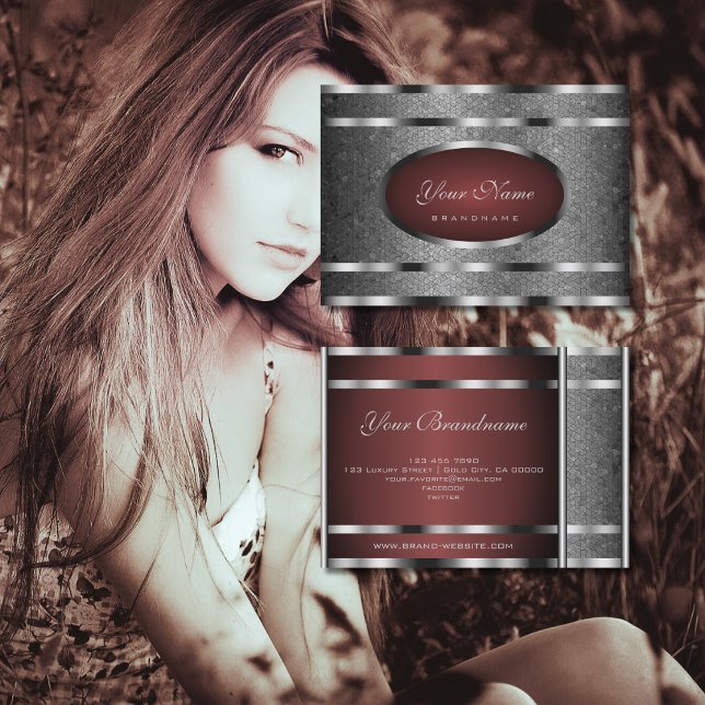 Very Elegant Snake Pattern Chrome Silver Effect Business Card (Creator Uploaded)