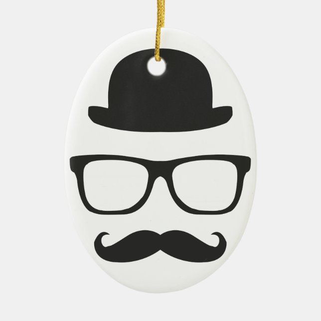 Very English Moustache Ceramic Ornament (Front)