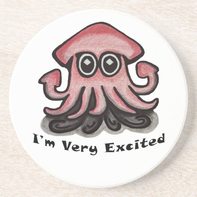 Very Excited Squid Coaster (Front)