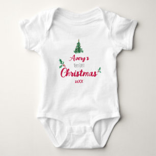 Very first Christmas custom name and year Baby Bodysuit
