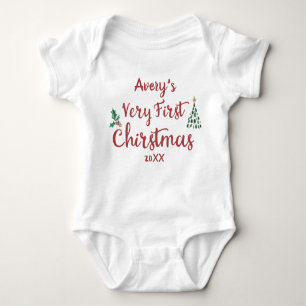 Very first Christmas custom name and year Baby Bodysuit