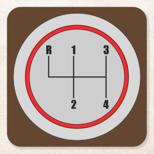 Very Fun 4-Speed Shift Knob Graphic Coaster Set