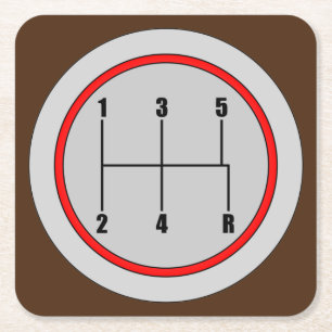 Very Fun 5-Speed Shift Knob Graphic Coaster Set