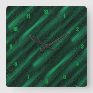 Very Fun and Unusual Green Lines Square Wall Clock