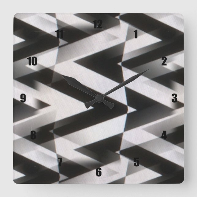 Very Fun and Unusual Metal Steps Square Wall Clock (Front)