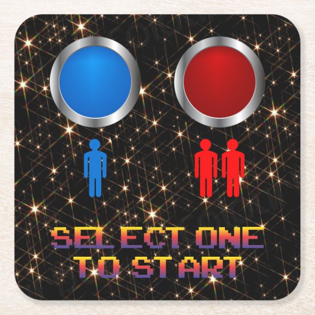 Very Fun Classic Arcade SELECT ONE TO START Square Paper Coaster (Front)